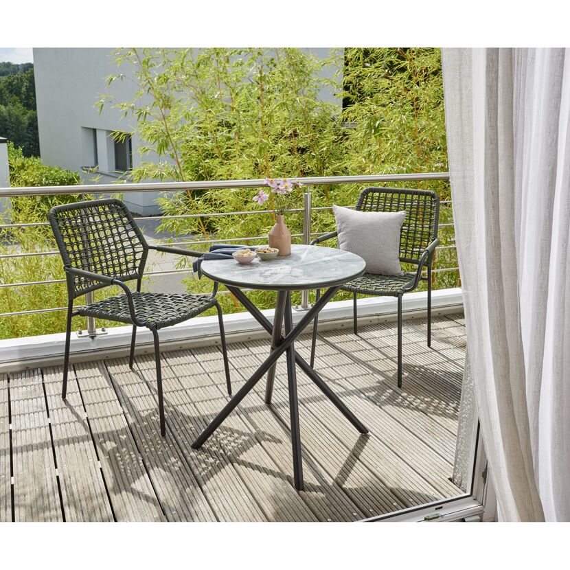 Balkon-Set mit Tisch und Stühlen aus Korbgeflecht