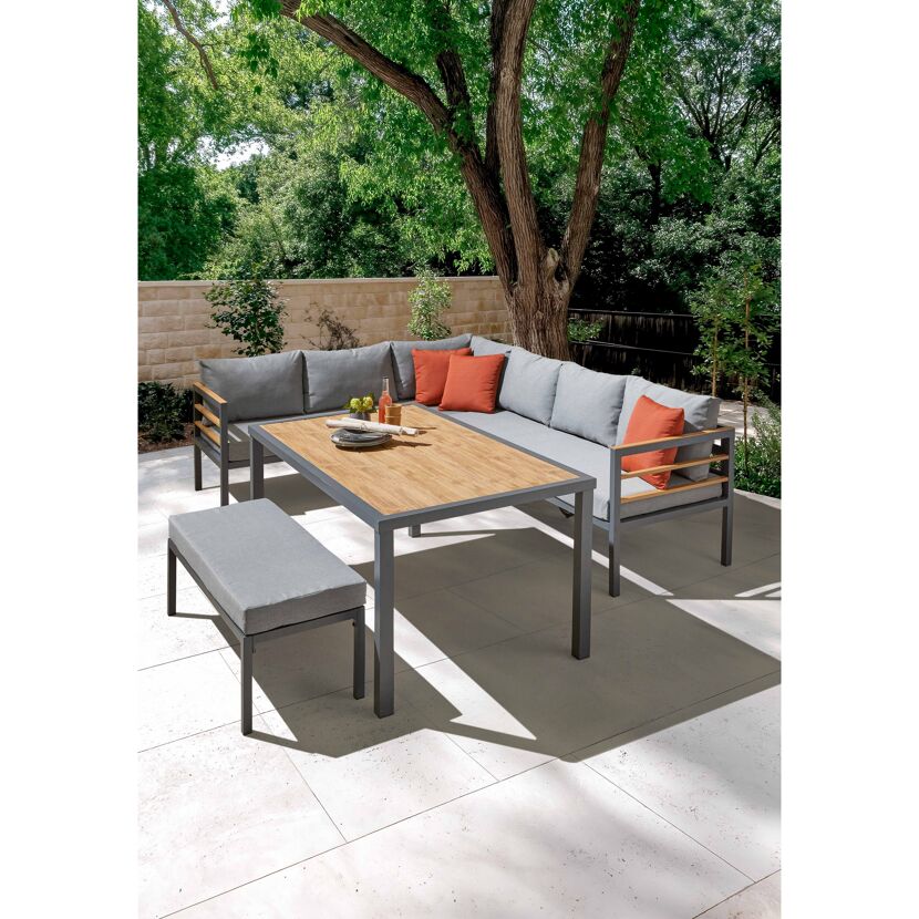 Graue Gartenlounge Selma mit Eckteil