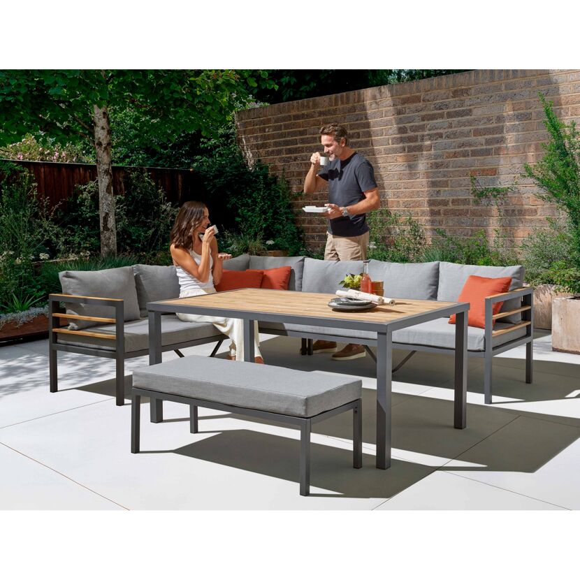 Gartenmöbel Ecklounge mit Tisch und Bank