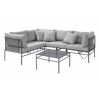 Graue Gartenlounge mit Tisch