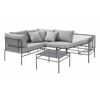 Graue Gartenlounge mit Tisch