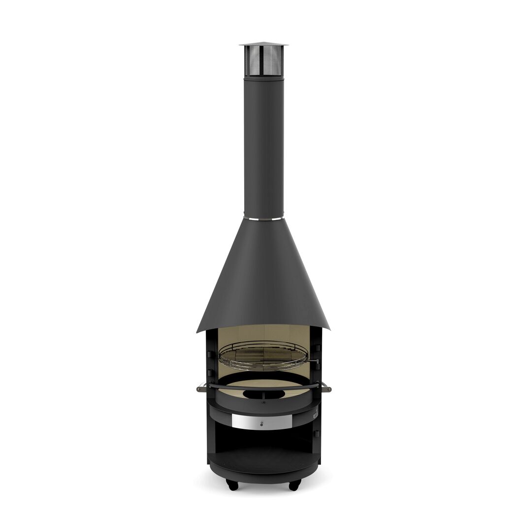 Runder Grillkamin mit Grillrost