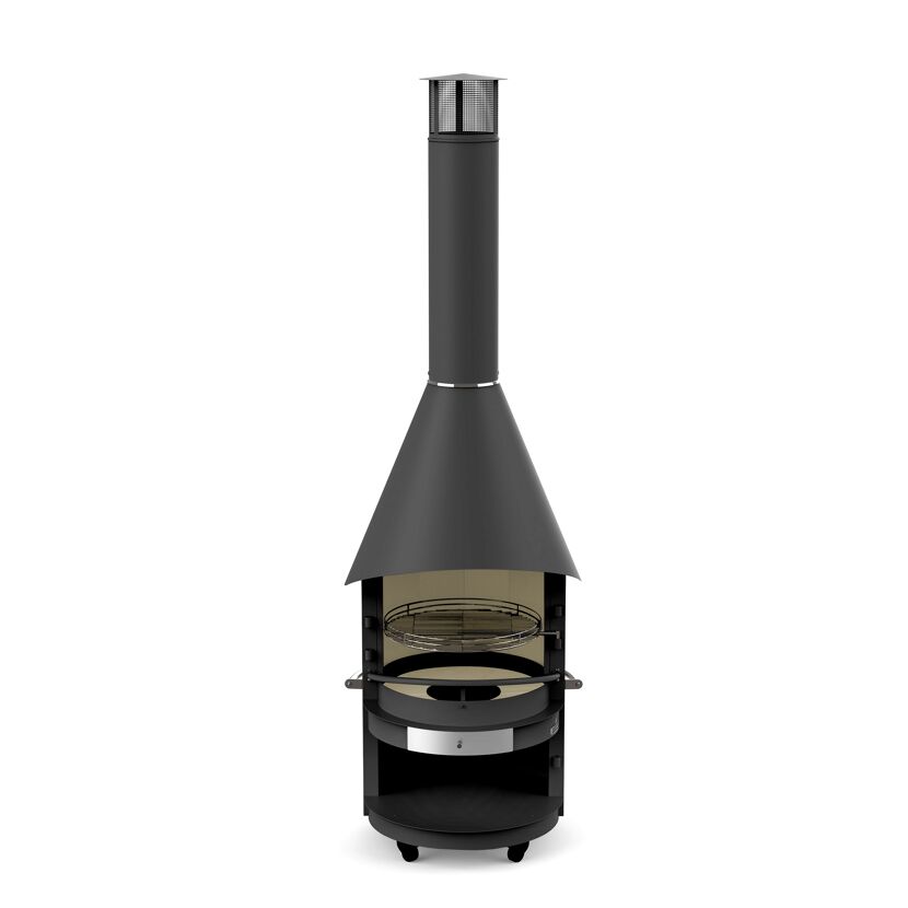 Runder Grillkamin mit Grillrost