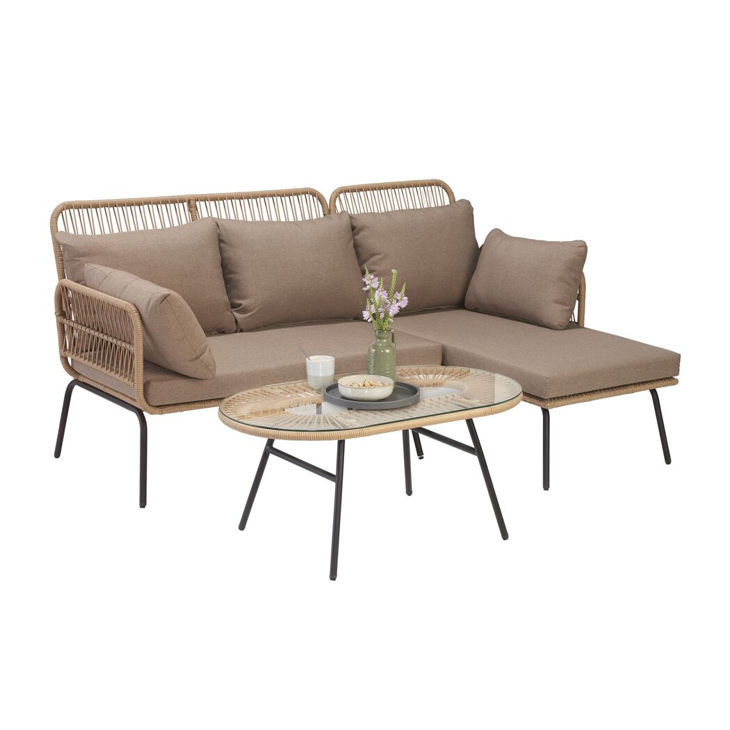 Rattan-Lounge-Set mit Tisch