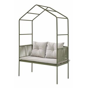 Bank 'Greta' grün/beige 118 x 55 x 178 cm mit Dach
