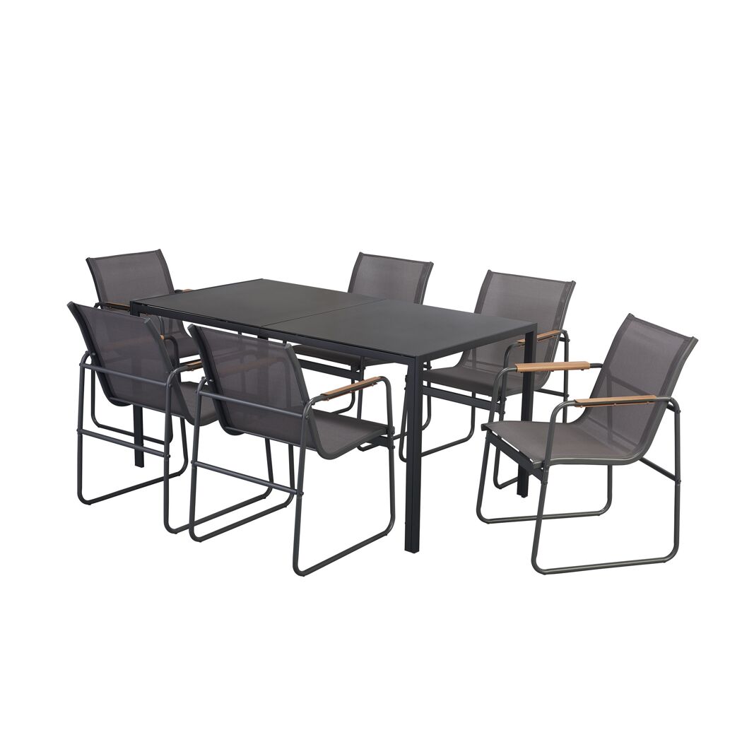 Gartenmöbelset mit sechs Stühlen und einem Tisch
