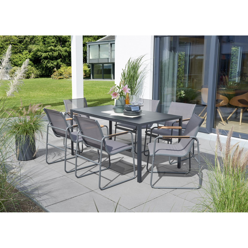 Gartenmöbelset mit Tisch und sechs Stühlen