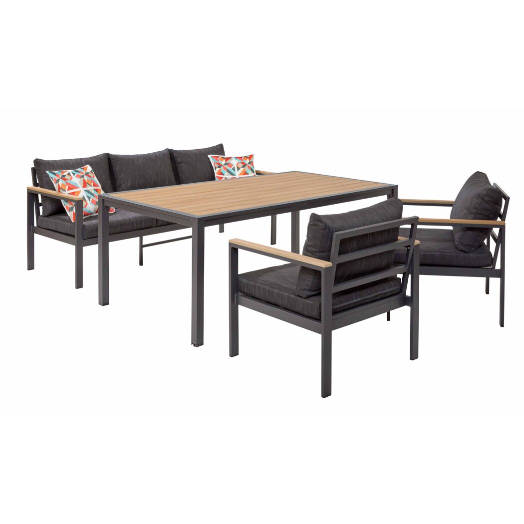Gartenmöbelset mit Tisch, Sofa und zwei Sesseln