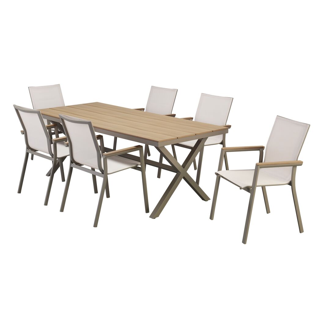 Gartenmöbelset mit sechs Stühlen und einem Tisch