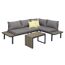 Graue Gartenlounge mit Eckcouch und Tisch
