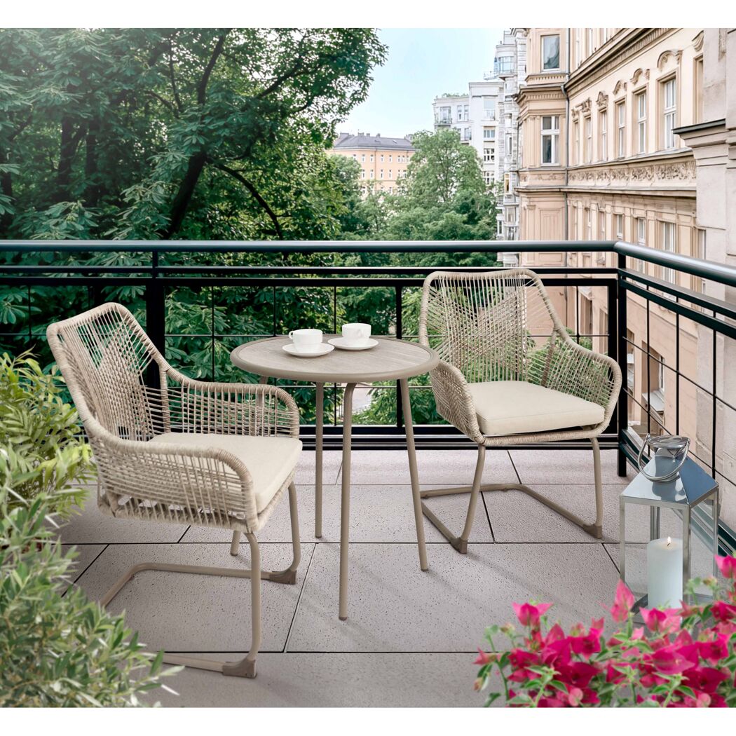 Balkonmöbel-Set mit zwei Stühlen und einem Tisch