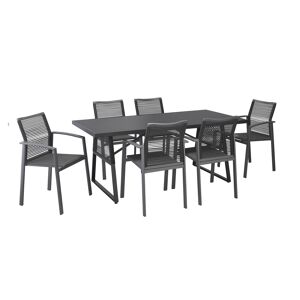 Gartenmöbel-Set 'Linda' schwarz 7-teilig
