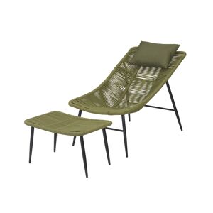 Sessel 'Vera' grün 112 x 63,5 x 79 cm mit Hocker