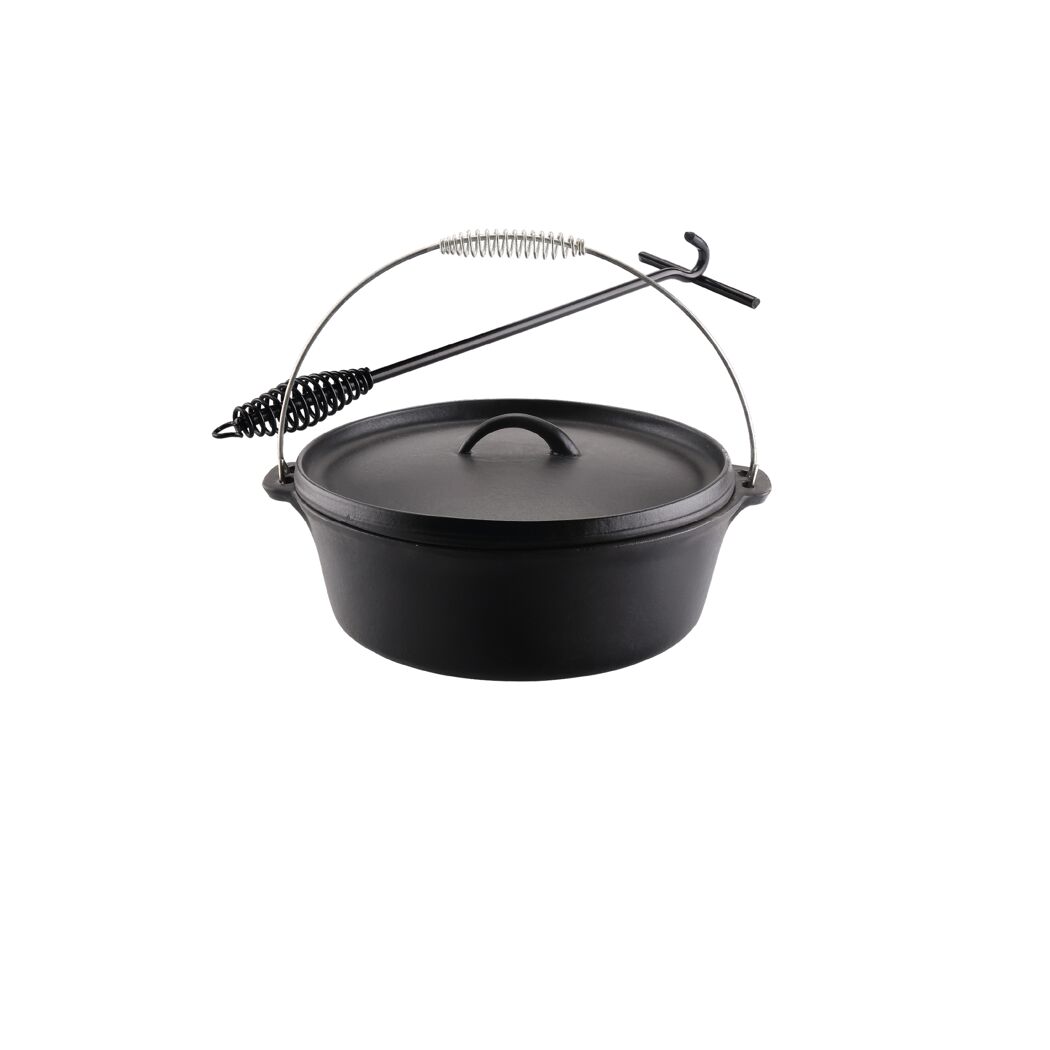 Schwarzer Dutch Oven mit Deckelheber