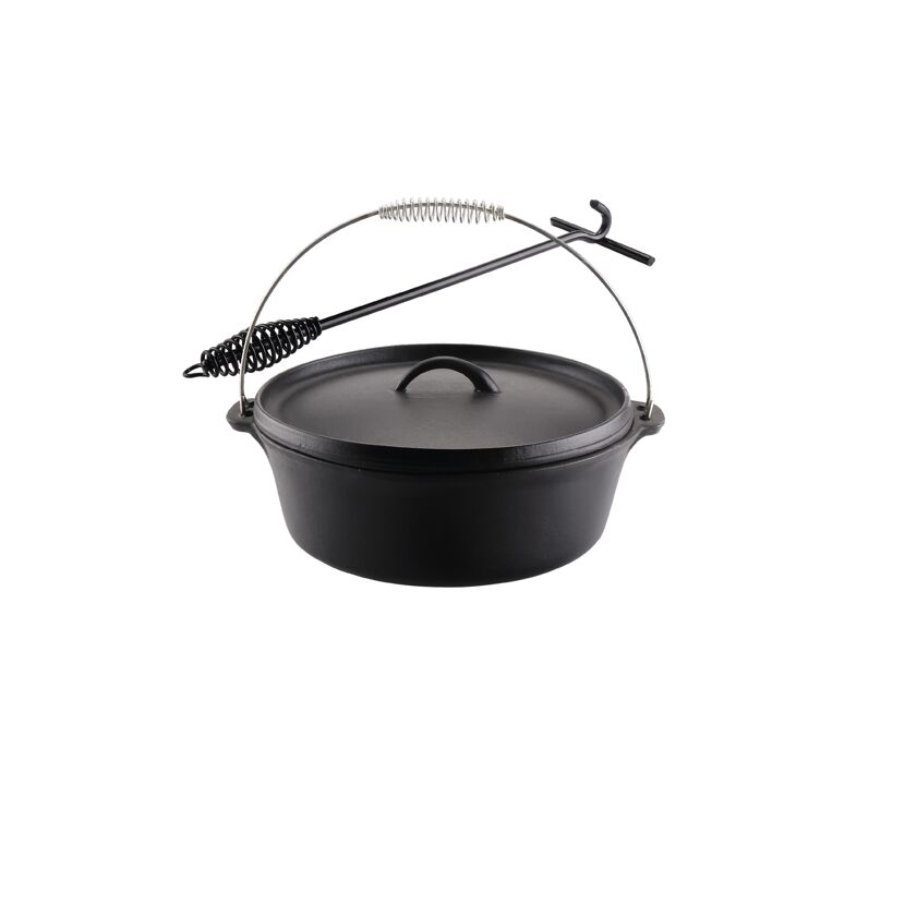 Schwarzer Dutch Oven mit Deckelheber