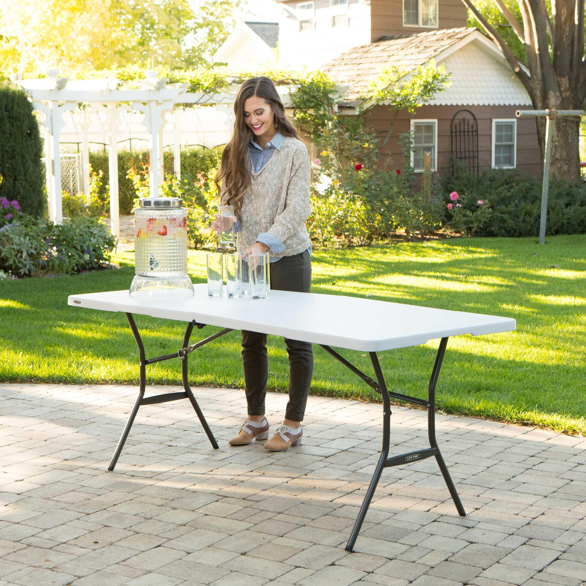 Gartentisch klappbar Stahl/Kunststoff 76 x 74 x 183 cm