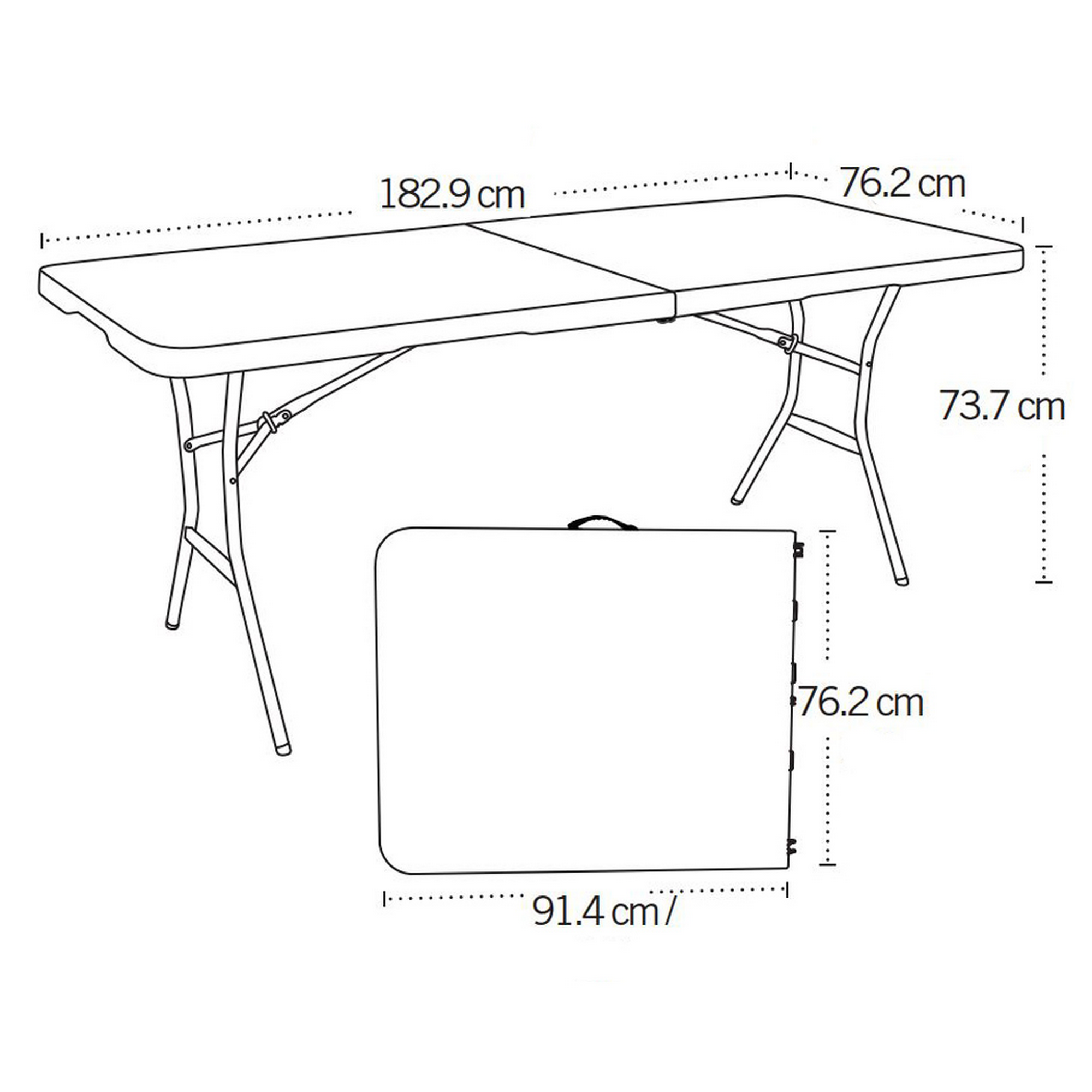 Klapptisch weiß 76 x 74 x 183 cm + product picture