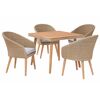 Gartenmöbel-Set: Tisch und vier Stühle aus Holz und Rattan