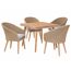 Gartenmöbel-Set: Tisch und vier Stühle aus Holz und Rattan