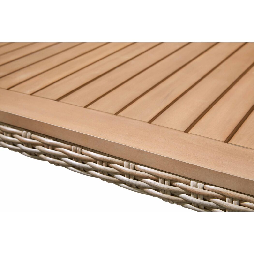 Tischplatte aus Akazienholz mit Rattan