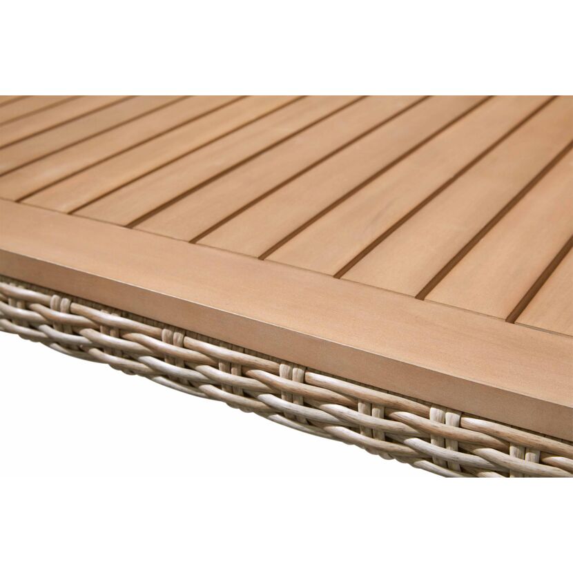 Tischplatte aus Akazienholz mit Rattan