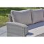 Detailansicht einer grauen Gartenlounge aus Polyrattan.