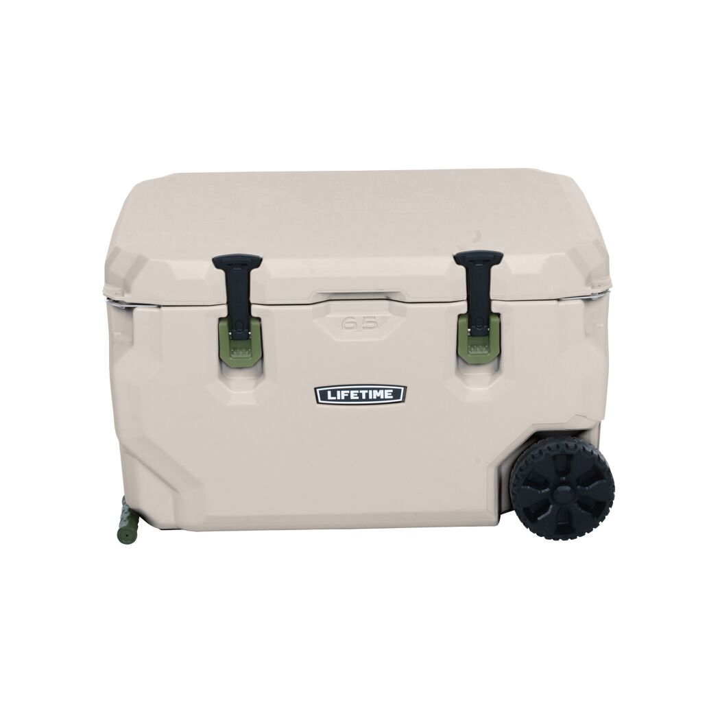 Beige Kühlbox mit Rädern