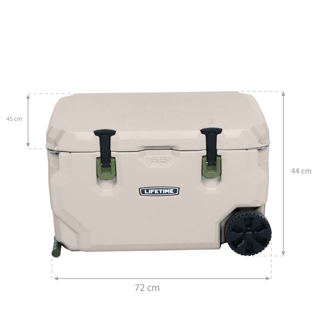 Beige Kühlbox mit Rädern