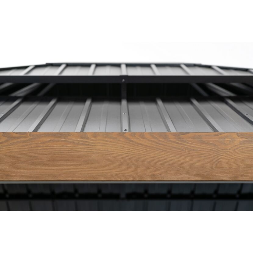 Graues Pavillondach mit Holzoptik