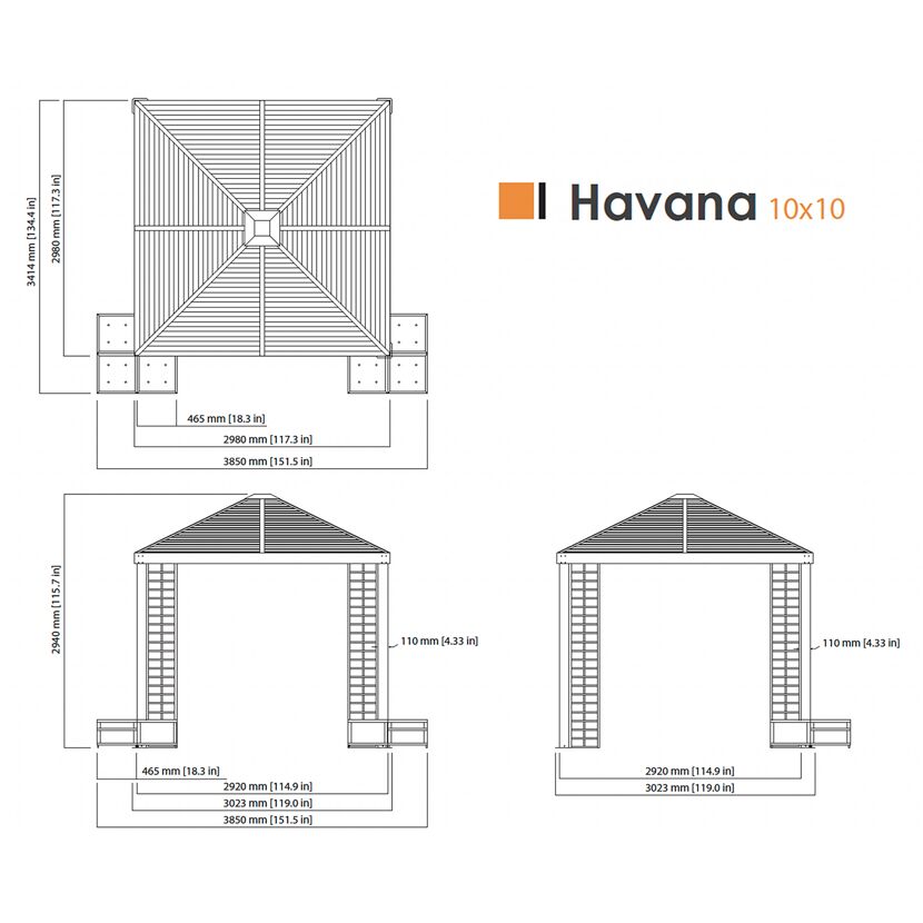 Technische Zeichnung Gartenpavillon Havana