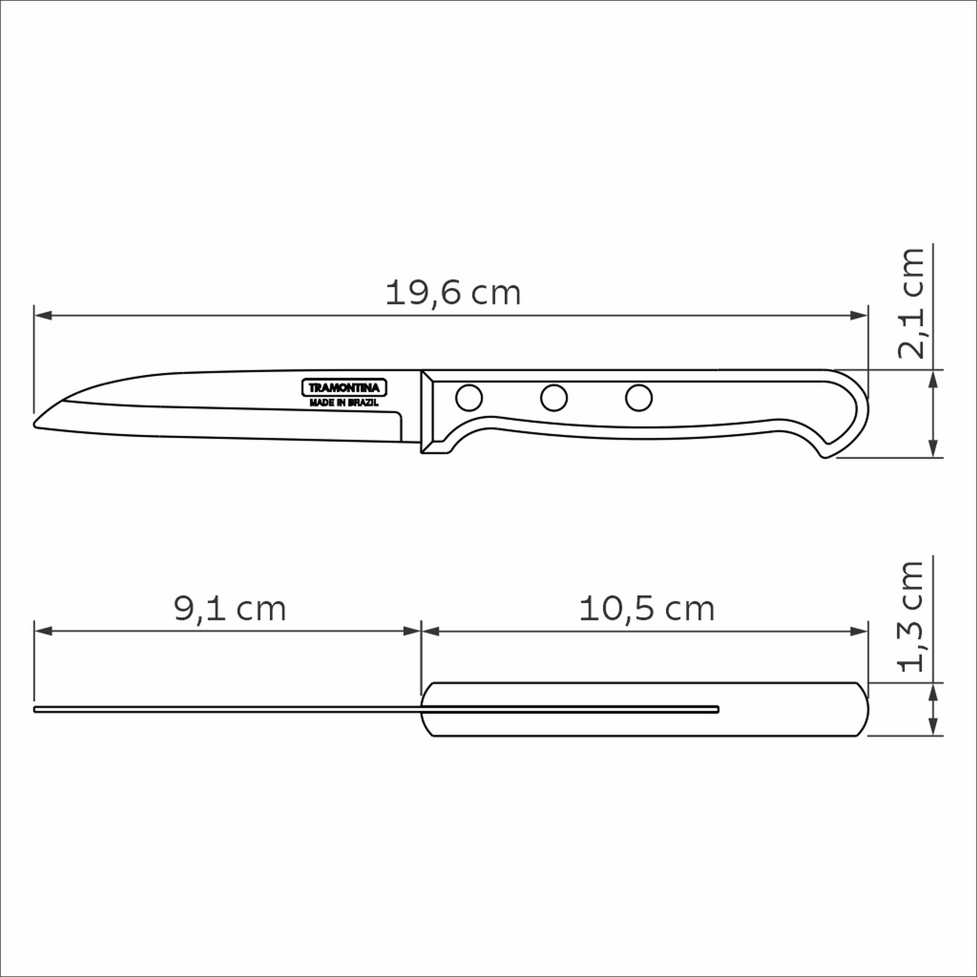 Universal-Küchenmesser aus rostfreiem Edelstahl mit Holzgriff 19,6 cm + product picture