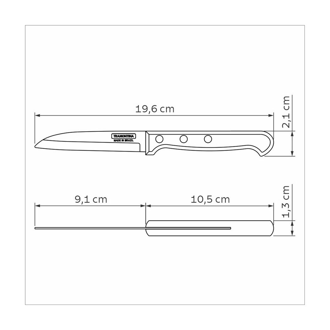 Messer mit Maßangaben