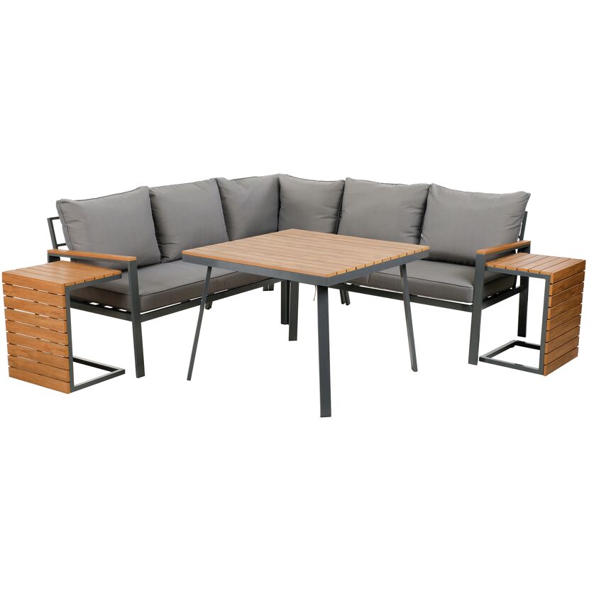 Eck-Loungemöbelset 'Sofia' Aluminium mit Holztisch
