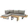 Loungemöbelset 'Lana' mit grauen Polstern und Beistelltisch.