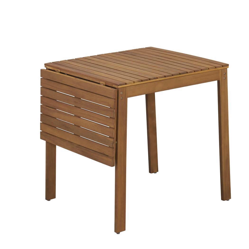 Holztisch mit halb ausgeklappter Tischplatte