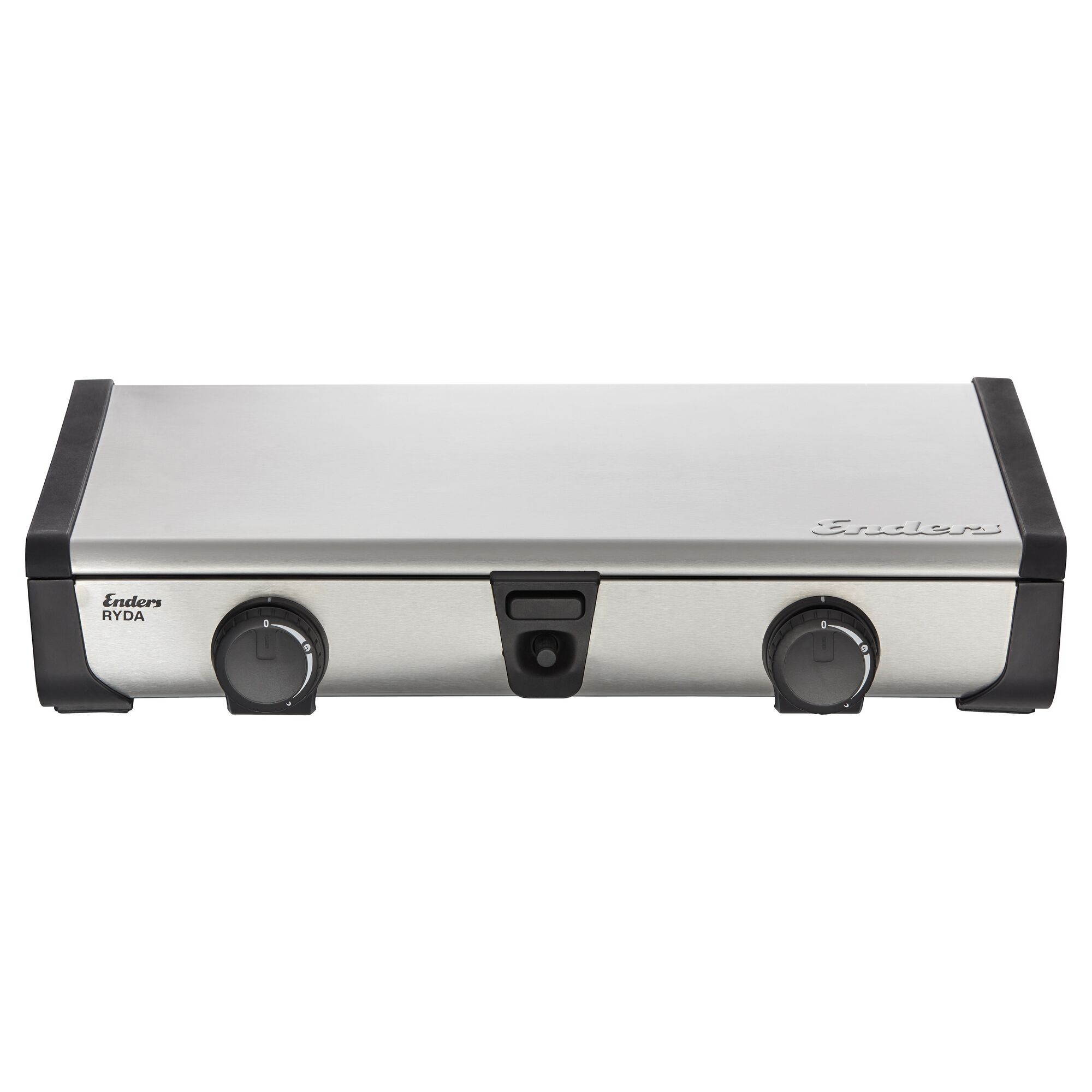 Elektrischer Tischgrill mit Grillplatte aus Edelstahl.