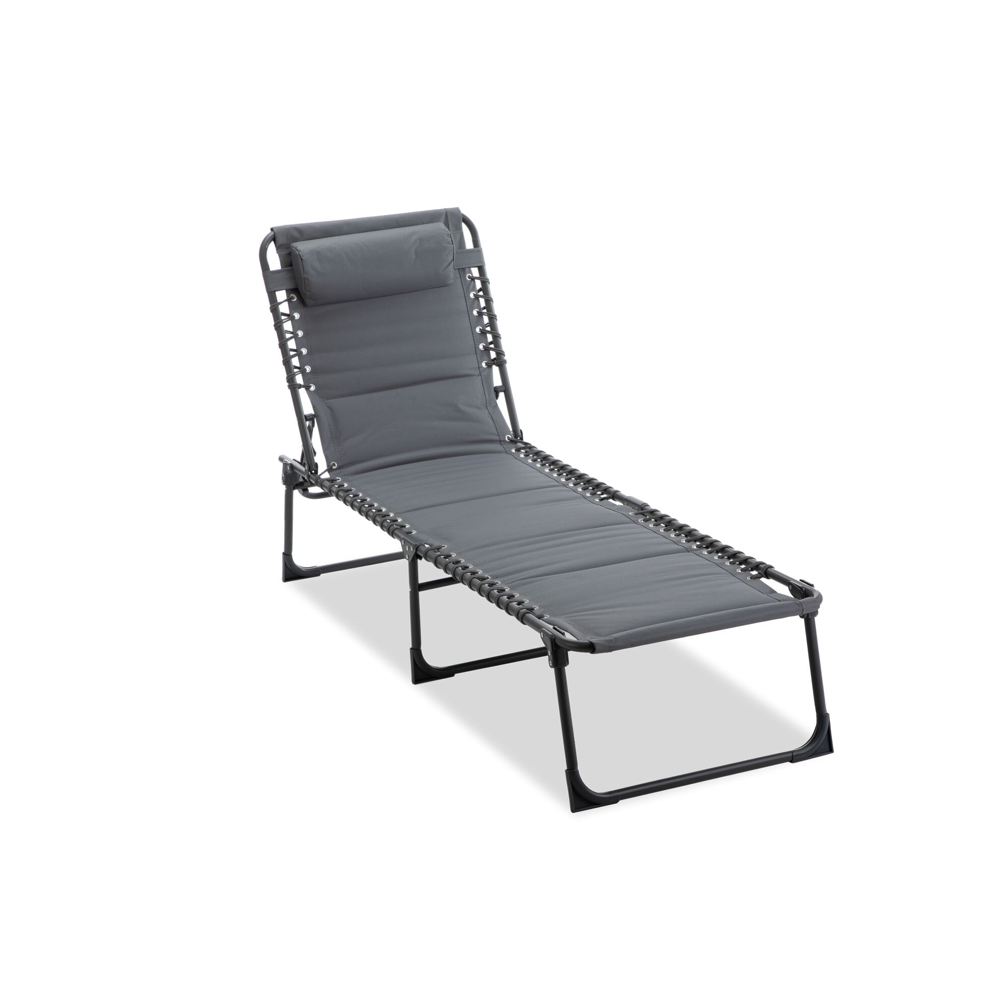Graue Gartenliege mit verstellbarer Rückenlehne