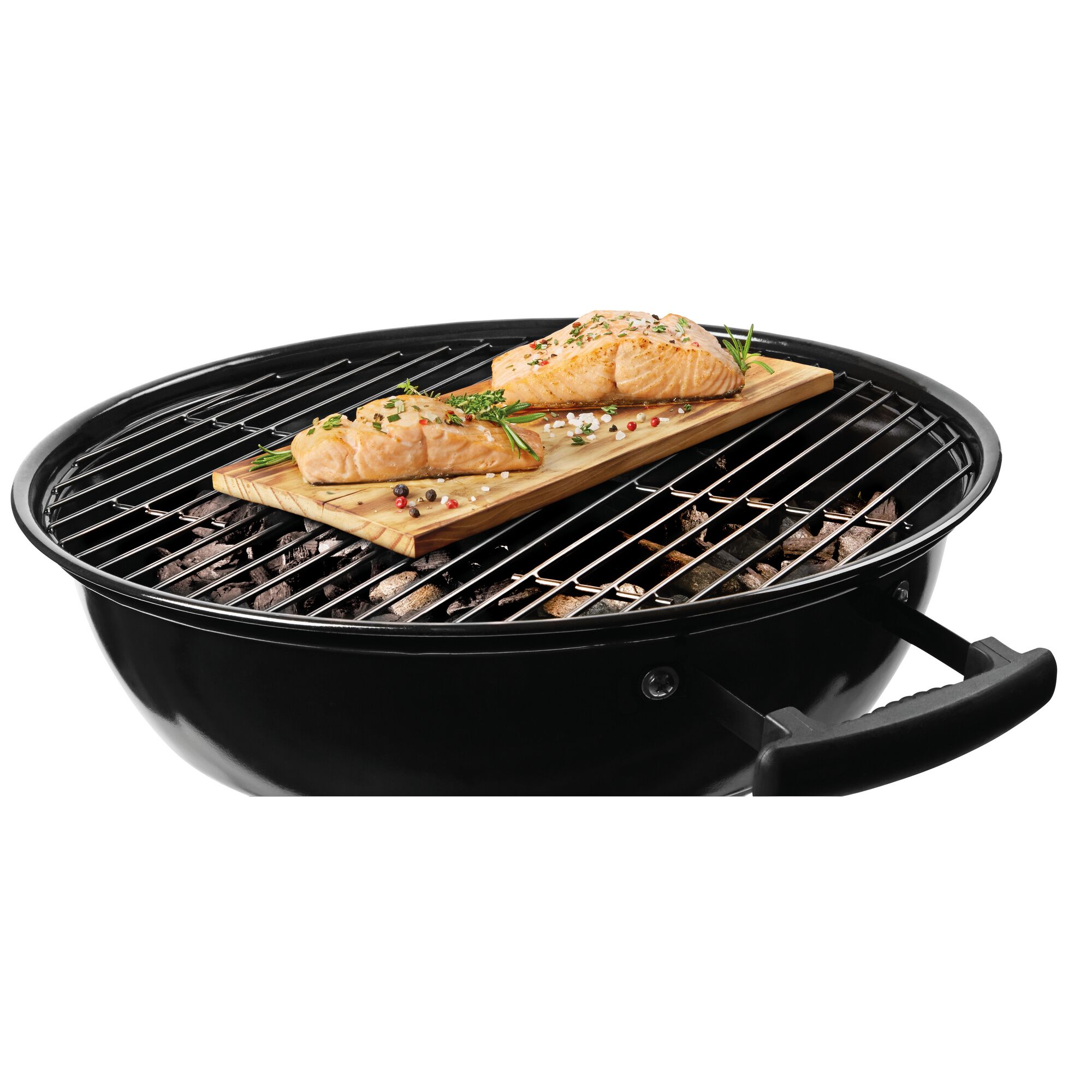 Lachs auf Zedernholzbrett auf Grill