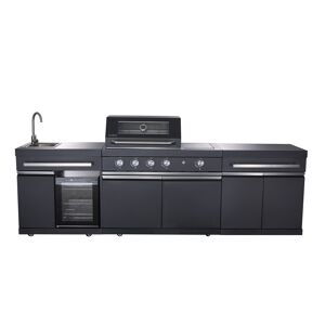 Outdoorküche 'King Range' schwarz 282 x 58 x 112 cm