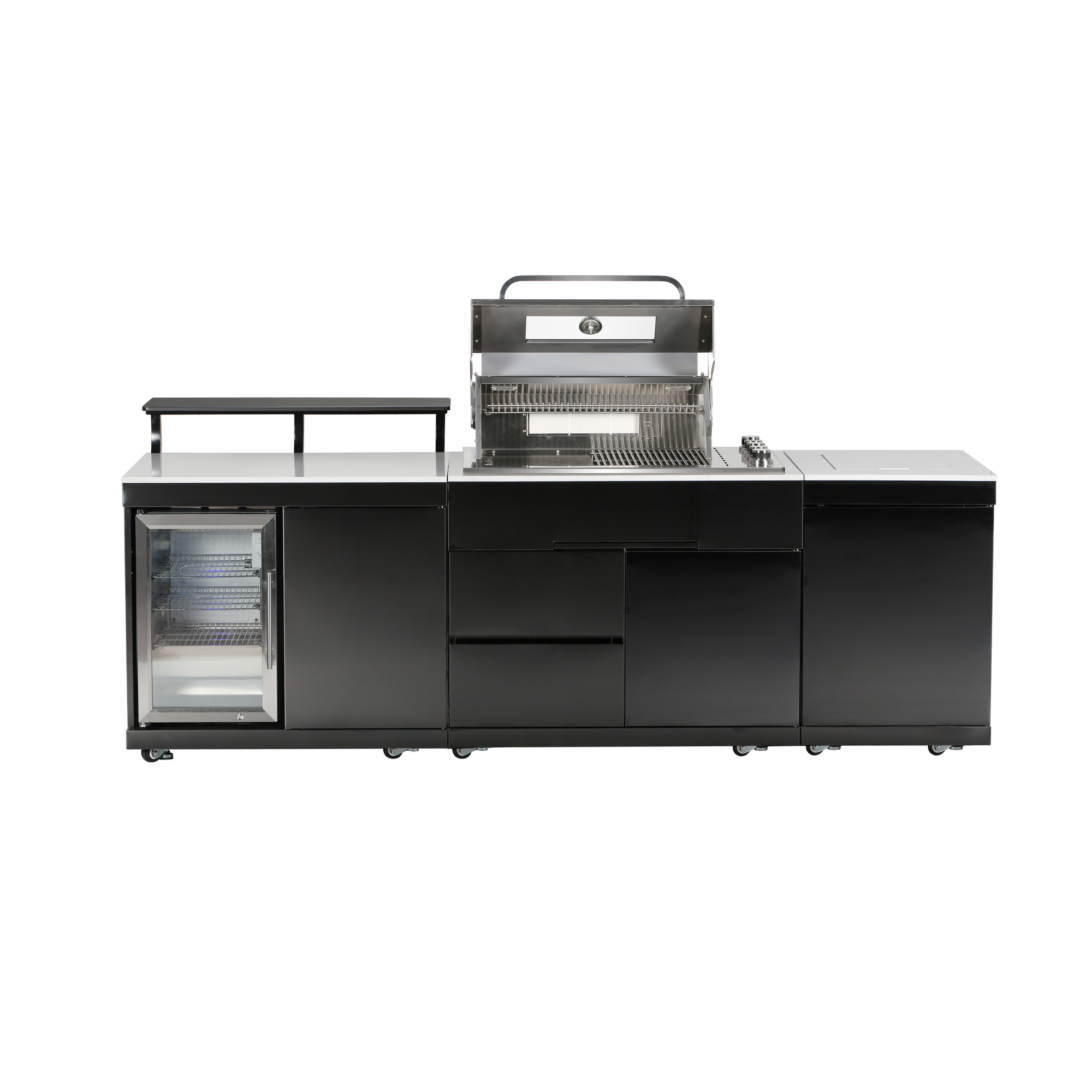 Outdoorküche 'Bradford' schwarz 270 x 92 x 120 cm