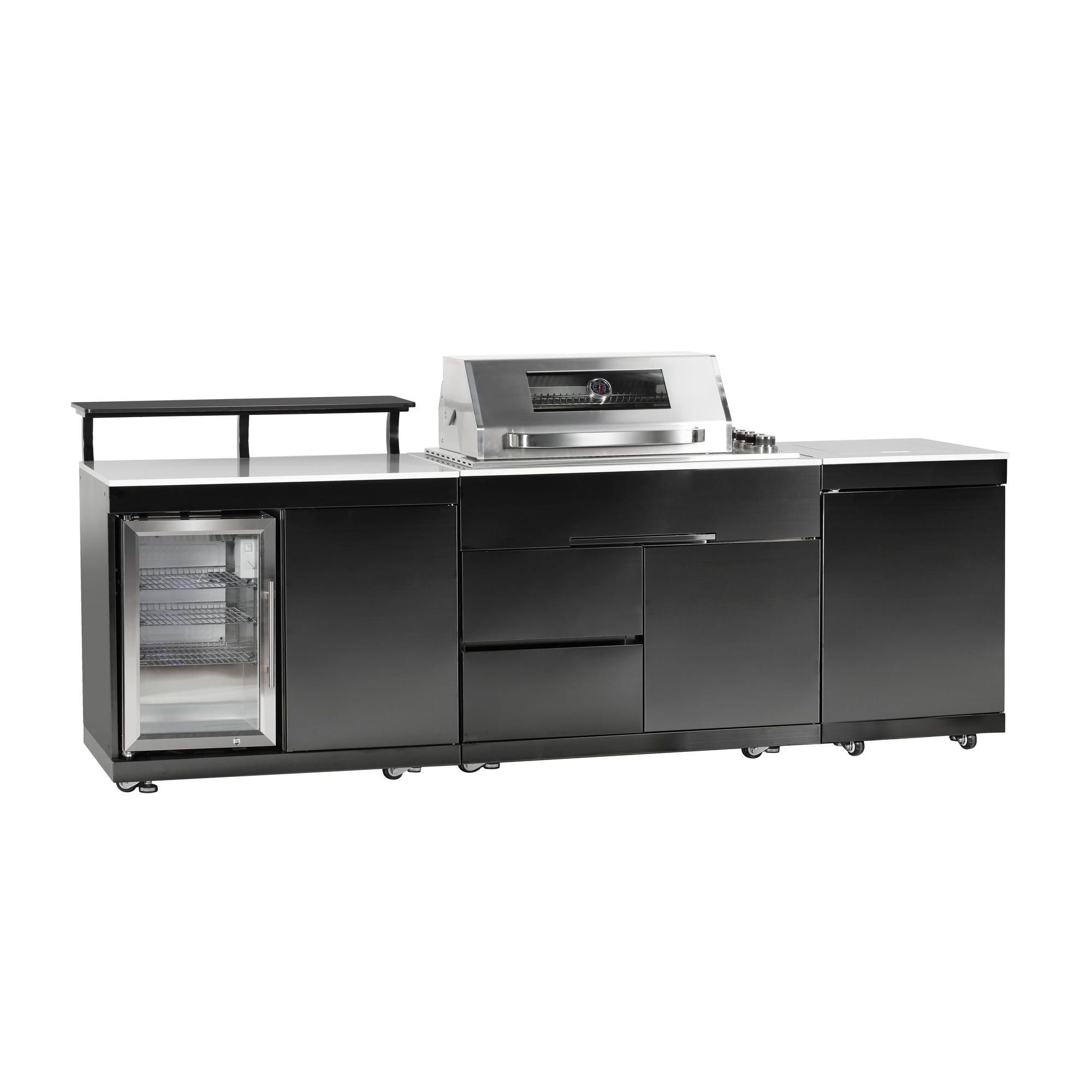 Outdoorküche 'Bradford' schwarz 270 x 92 x 120 cm