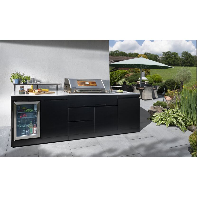 Outdoorküche 'Bradford' schwarz 270 x 92 x 120 cm