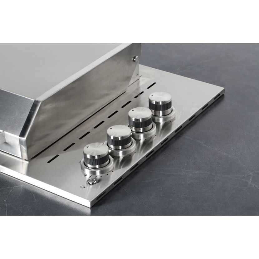 Edelstahl-Grill mit vier Drehreglern