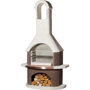 Grillkamin 'St. Moritz' weiß/braun 110 x 203 x 65 cm