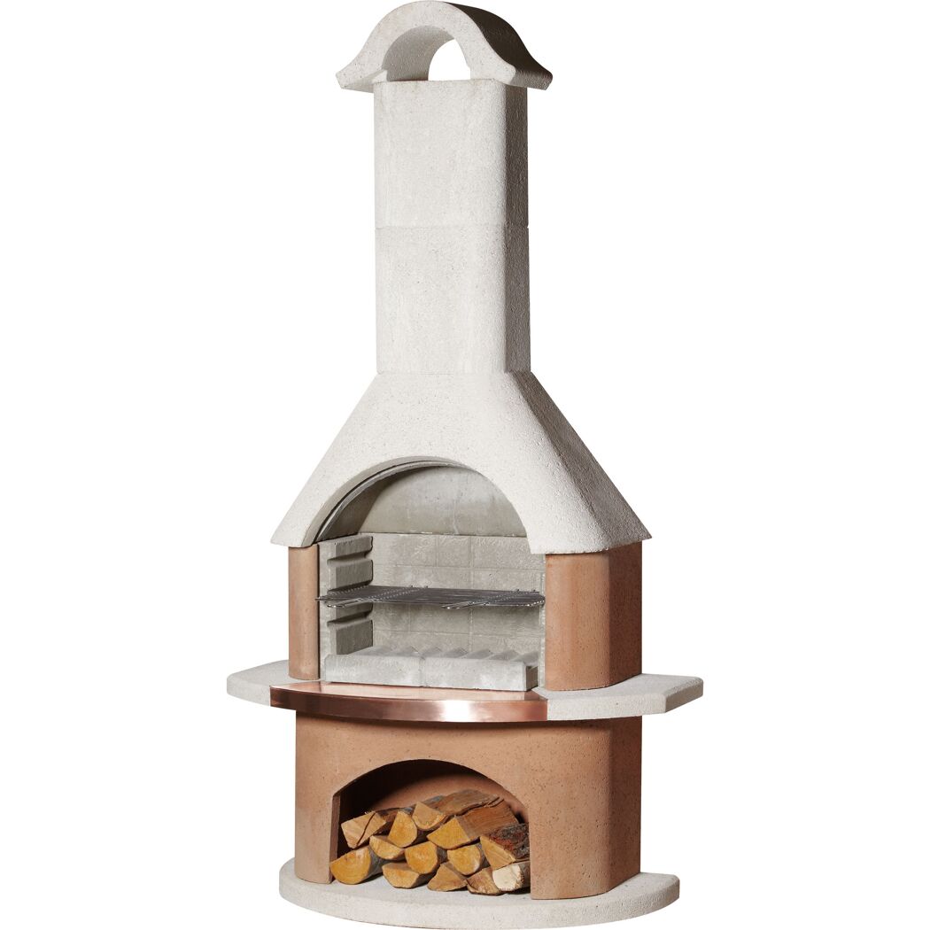 Grillkamin 'Bologna' weiß/terracotta 110 x 210 x 65 cm