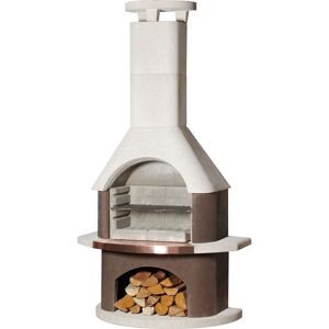 Grillkamin 'San Remo' weiß/braun 110 x 206 x 65 cm