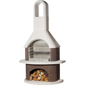 Grillkamin 'Milano' weiß, braun 110 x 203 x 65 cm