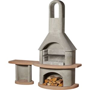 Grillkamin 'Carmen' grau, terracotta 180 x 203 x 65 cm mit Tisch
