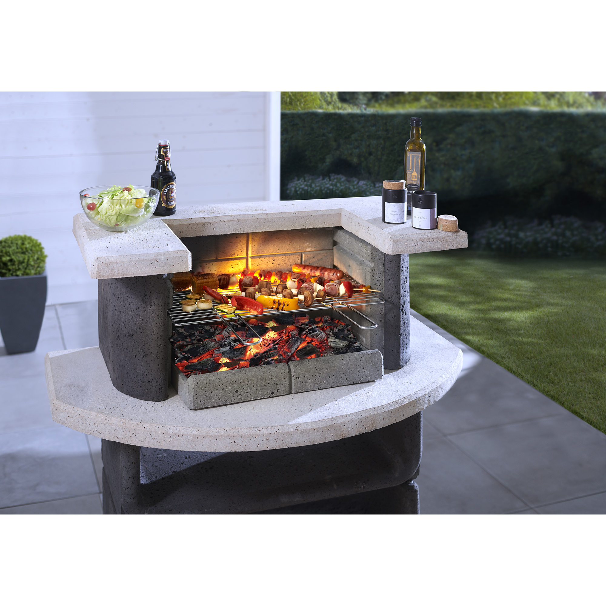 Holzkohlegrill 'Oregon' anthrazitgrau/weiß 110 x 101 cm + product picture