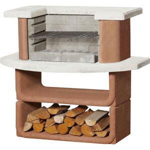 Holzkohlegrill 'Kansas' weiß, braun 110 x 101 x 65 cm